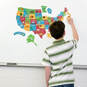多彩の磁気パズル 44個の磁気ピースを持つアメリカ合衆国の地図 0