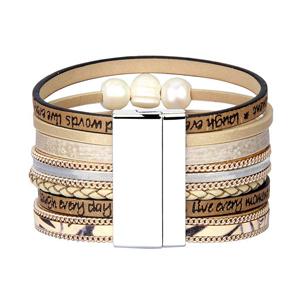 革 多層包装 幅広く磁気ブックル ブレスレット ボヘミアンツリー オブ ライフシリーズ 1