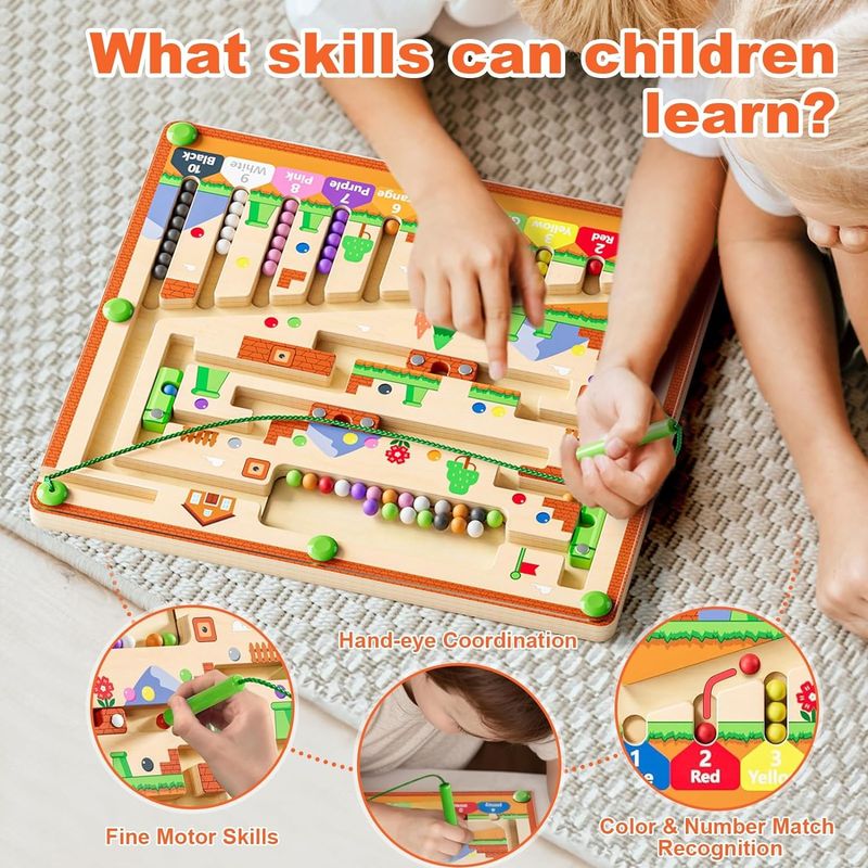 頑丈な磁気 木製 パズルボード 色と番号 幼稚園のためのモンテッソーリ迷宮玩具