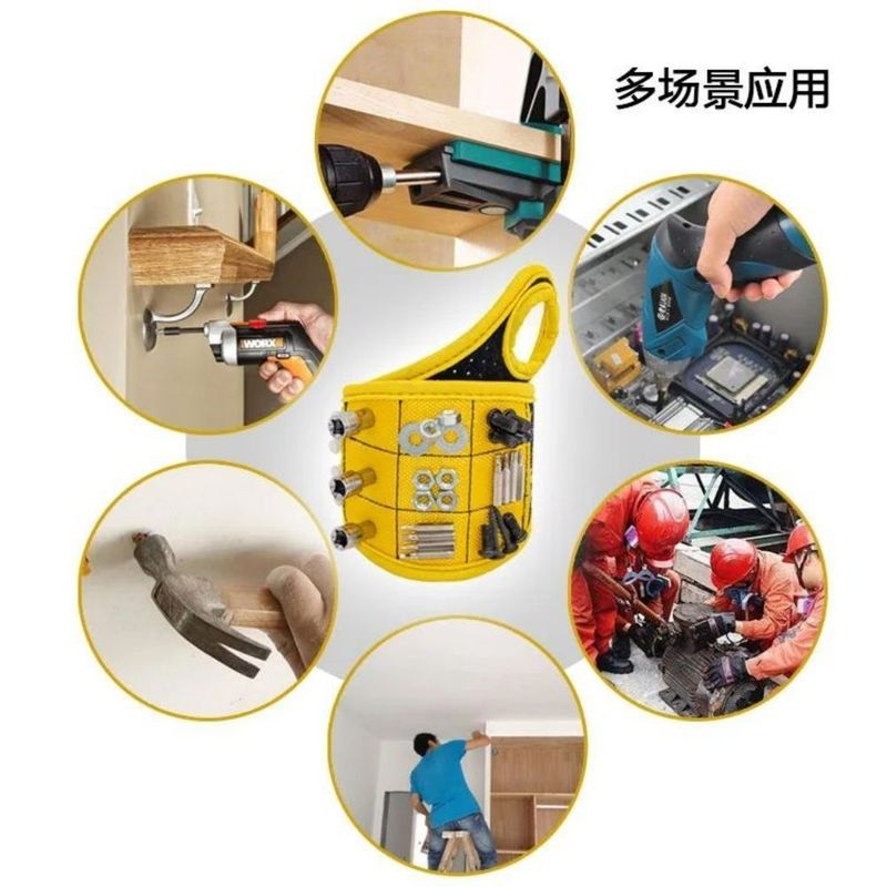 磁気腕帯 強い磁石 ブレスレット ネイルを握る ドリルビット スクリューホルダー ツール 保存 手首